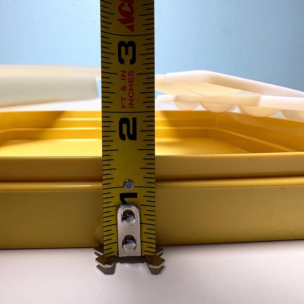 Vintage Tupperware Deviled Egg Carrier Yellow Gold Tray Lid Removable Inserts